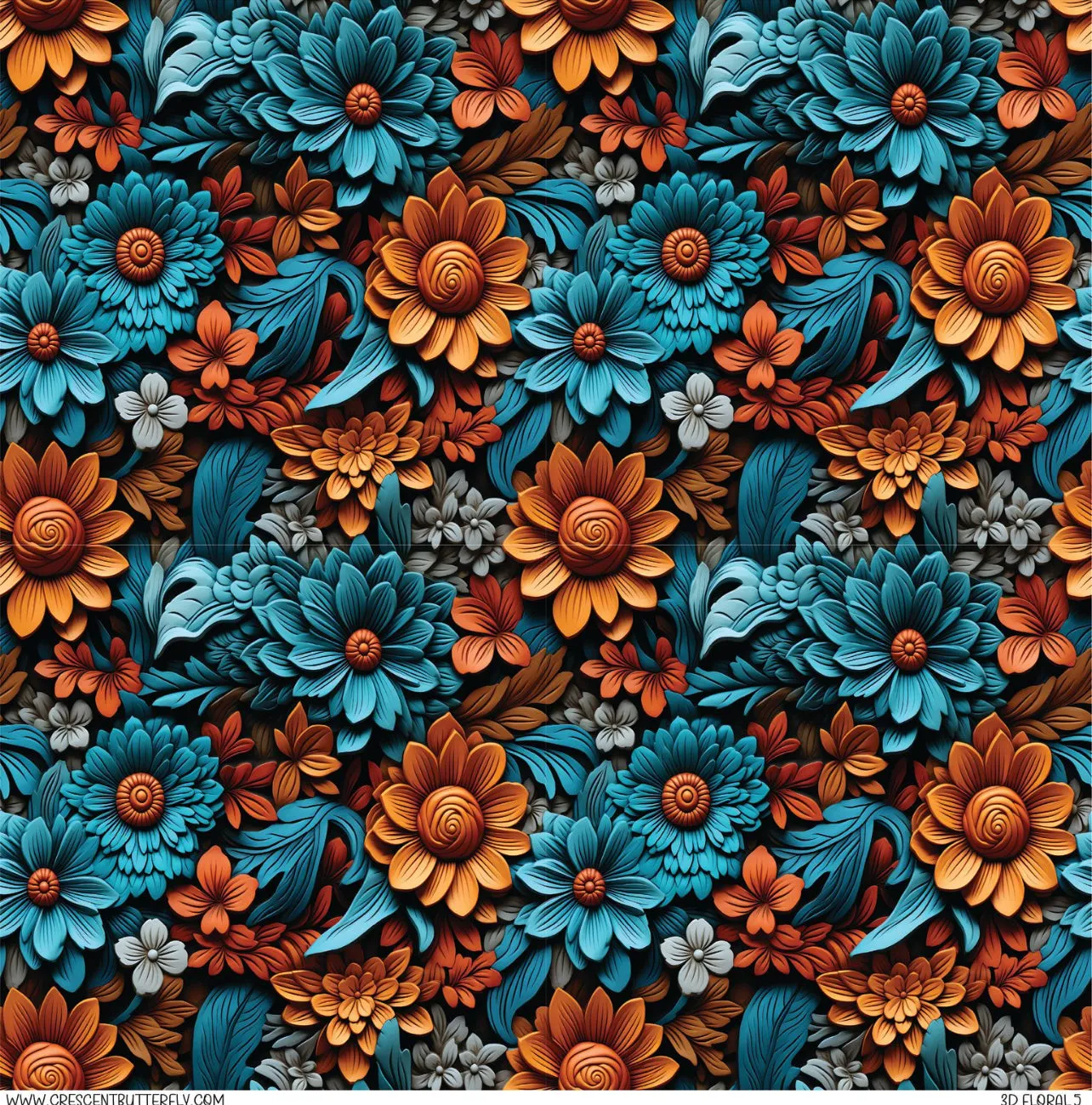 3D Floral 5 Printed Vinyl Sheet/Wrap