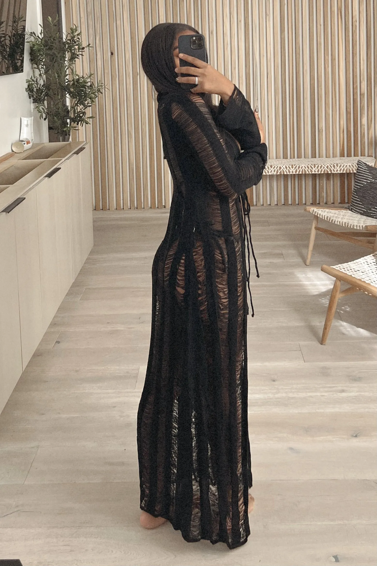 Birch Distressed Ladder Cover Up (Black)
