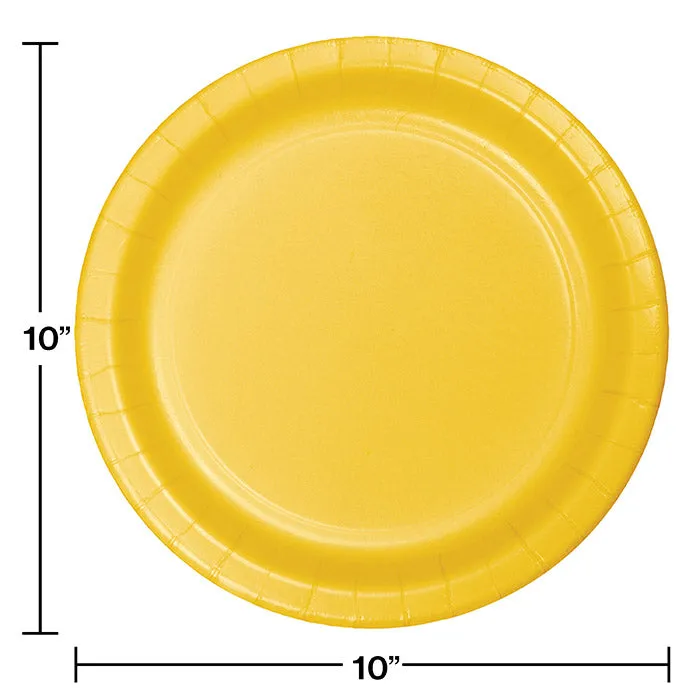 Bulk School Bus Yellow Sturdy Style Paper Banquet Plates 10.25 inch (240 per Case)