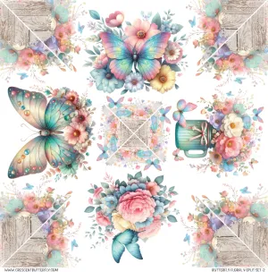 Butterfly Floral V-Split Set 2 Printed Vinyl Sheet/Wrap
