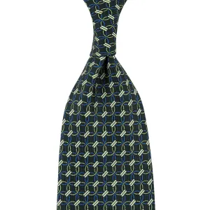 Chain Printed Silk Tie - Madder Green - Hand-Rolled