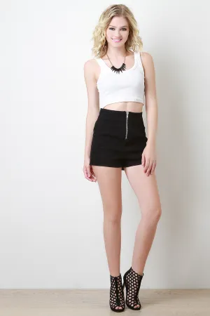 Corset High Waisted Denim Shorts