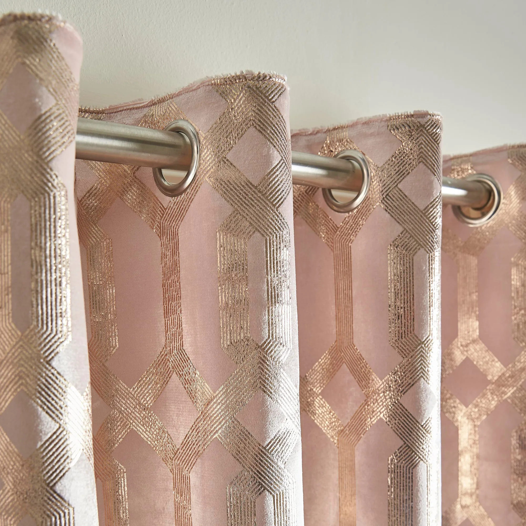 Darla Pair of Eyelet Curtains by Curtina in Blush