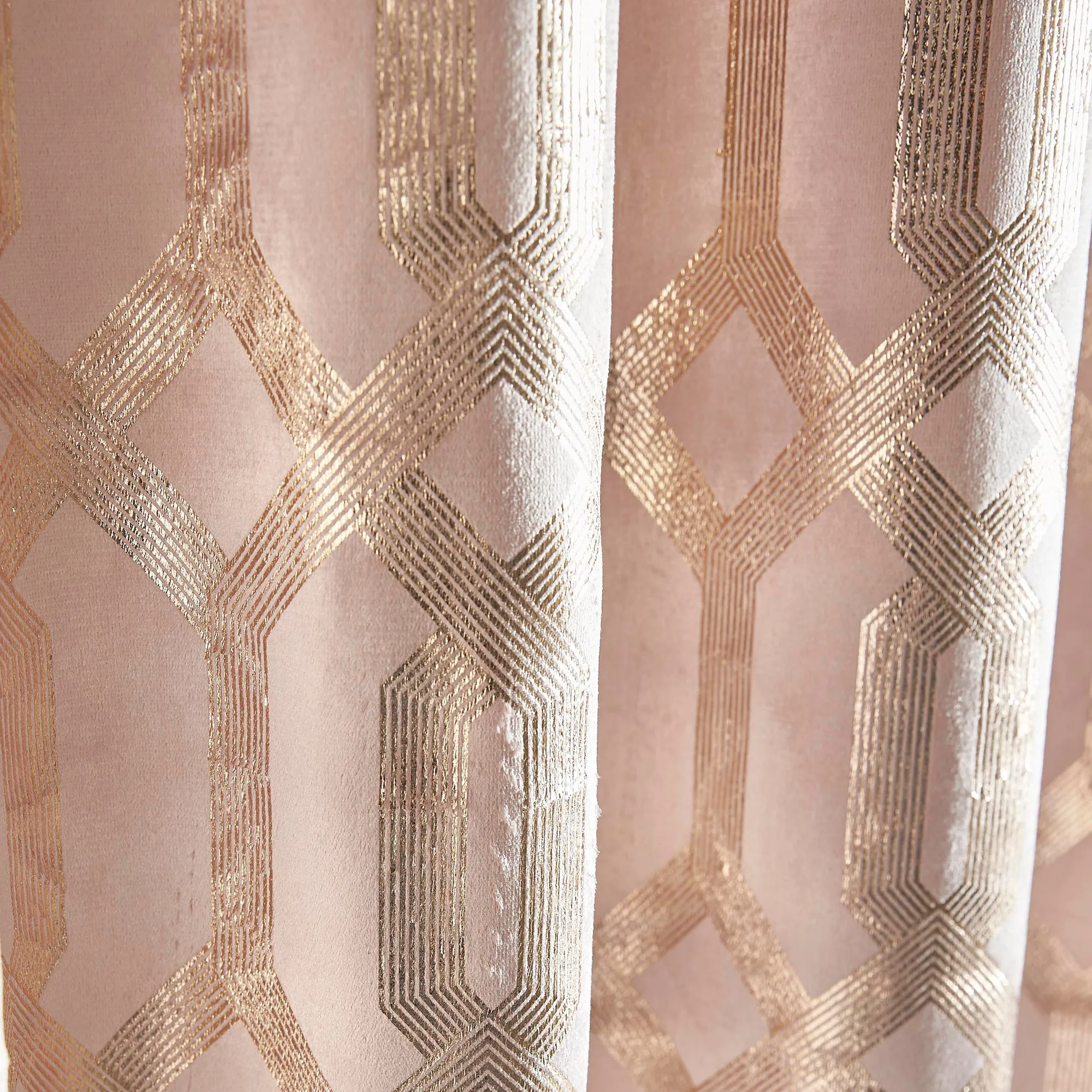 Darla Pair of Eyelet Curtains by Curtina in Blush