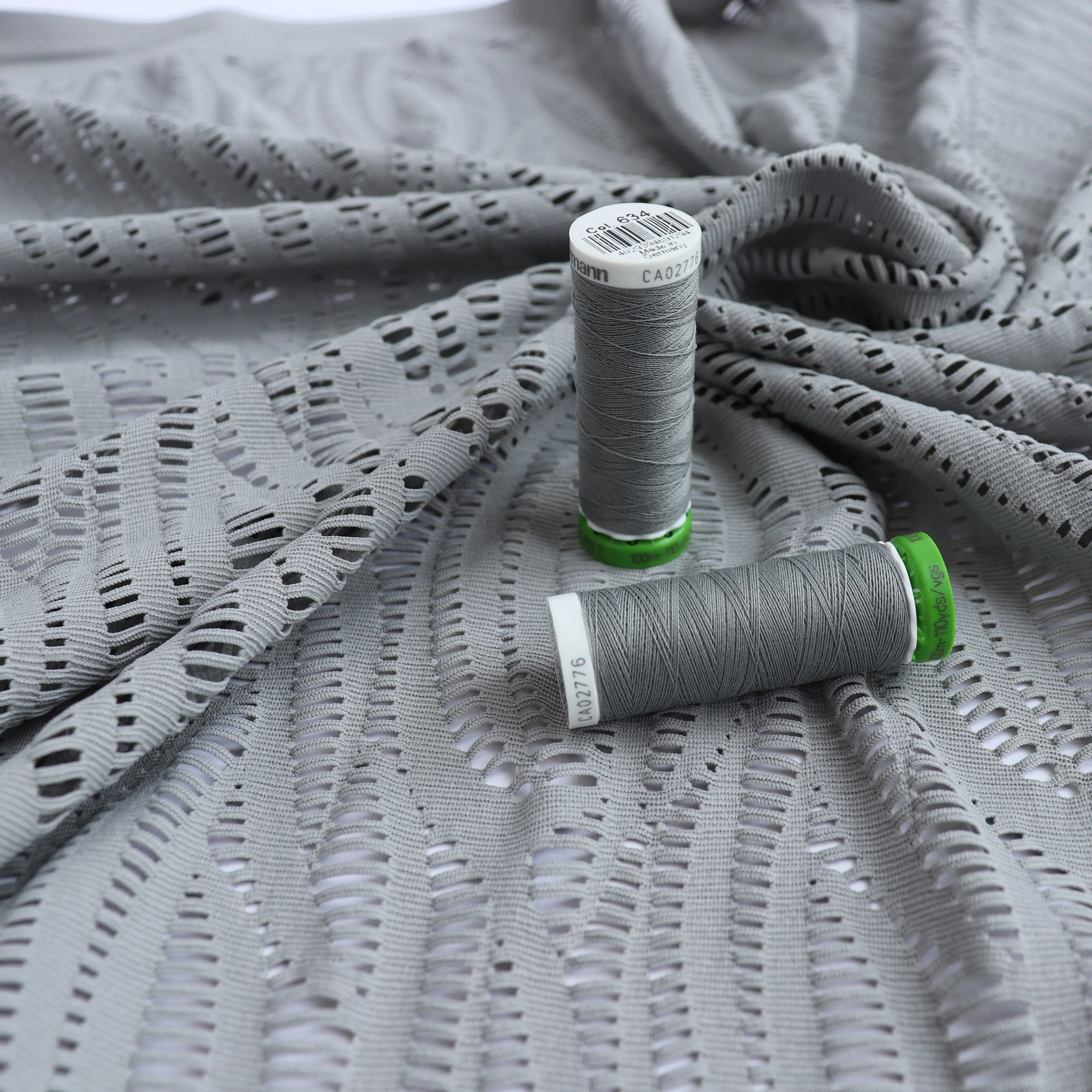 Deadstock Textured Jacquard Light Grey - Activewear & Swimwear Jersey - SALE