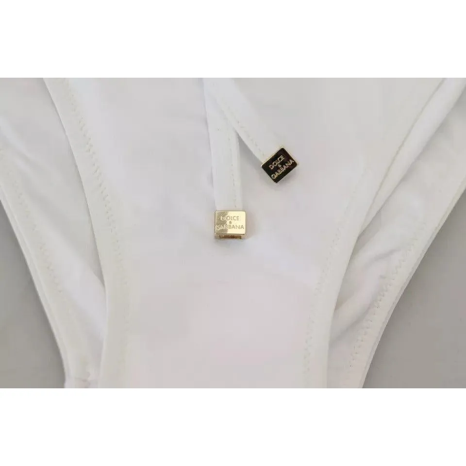 Dolce & Gabbana White DG Logo Beachwear Swimwear Bikini Bottom