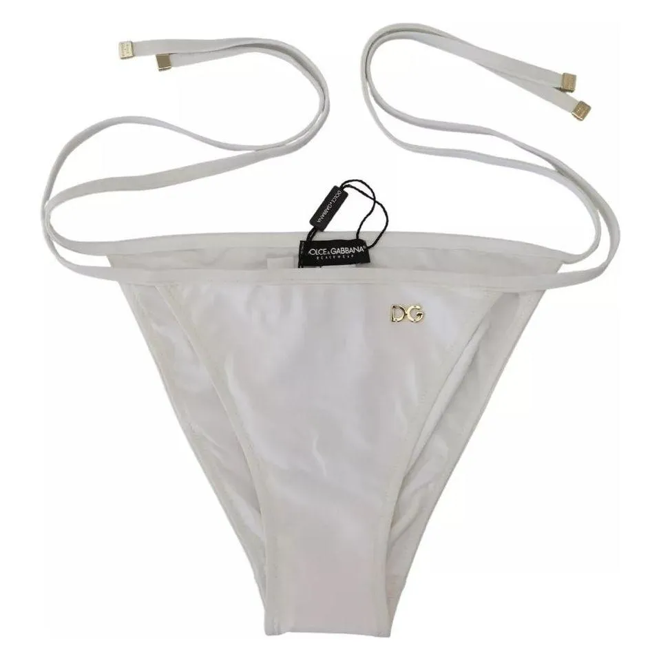 Dolce & Gabbana White DG Logo Beachwear Swimwear Bikini Bottom