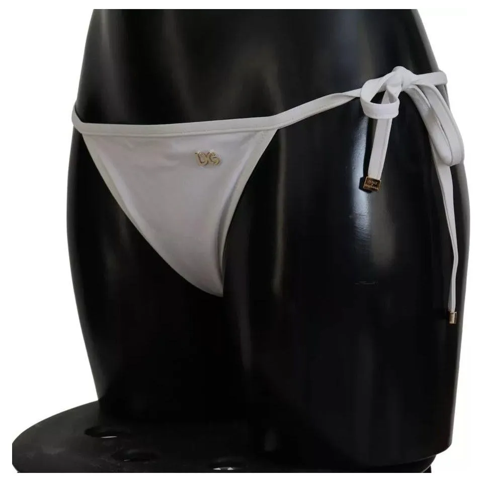 Dolce & Gabbana White DG Logo Beachwear Swimwear Bikini Bottom