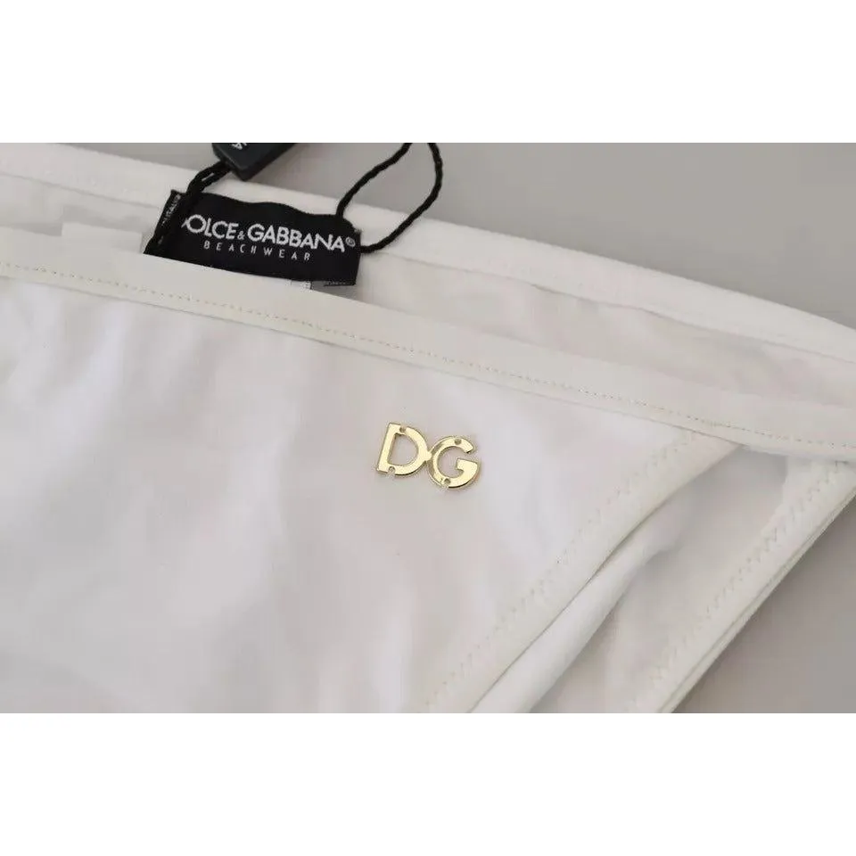 Dolce & Gabbana White DG Logo Beachwear Swimwear Bikini Bottom