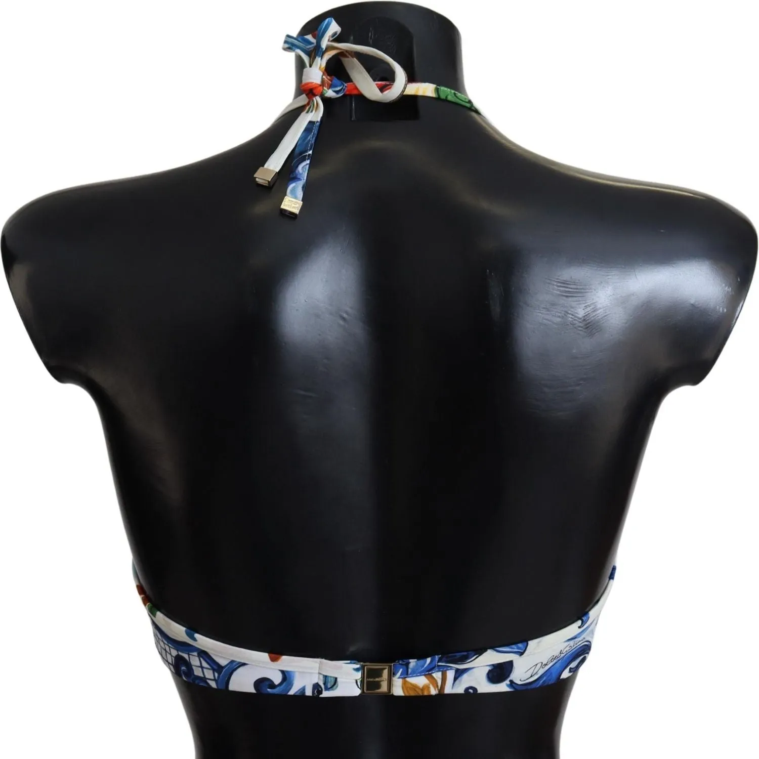 Dolce & Gabbana White Majolica Beachwear Swimwear Bikini Top
