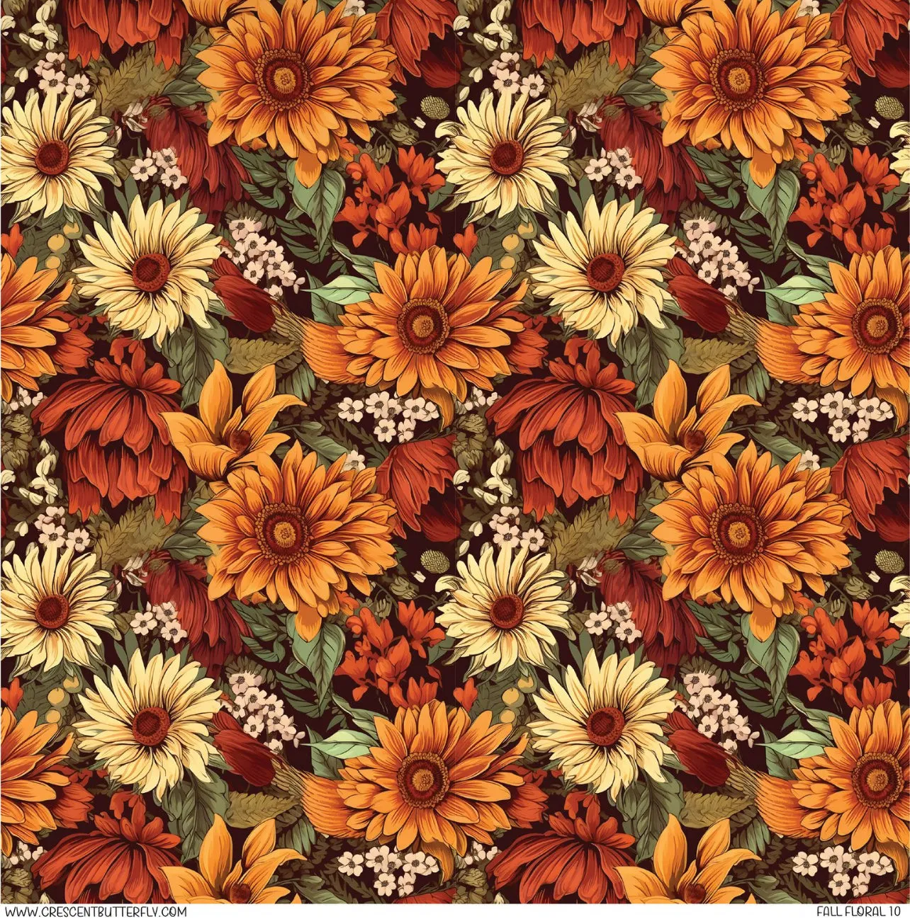 Fall Floral 10 Printed Vinyl Sheet/Wrap