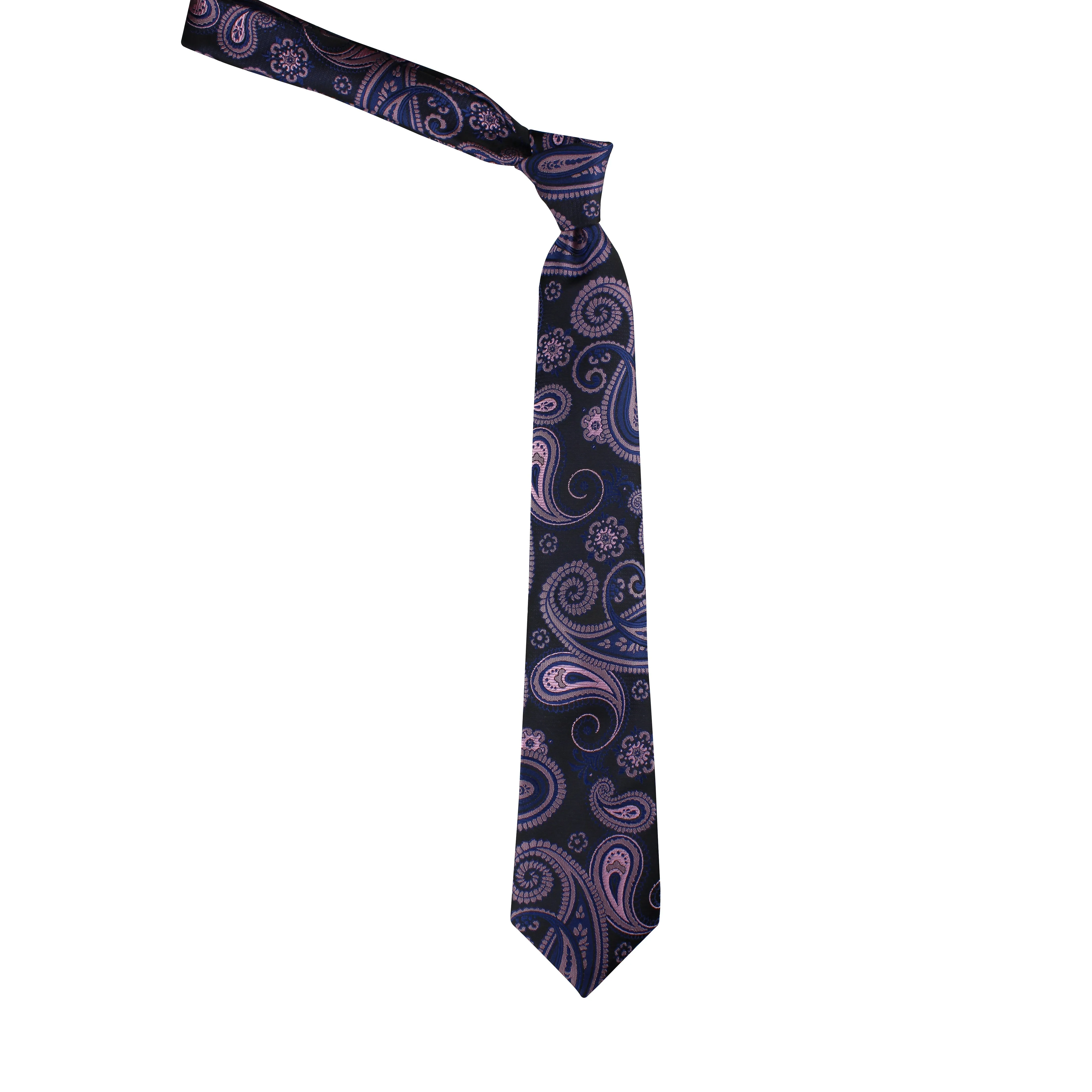 Kovove The Black Treat Paisley Necktie and Pocket Square Gift Box