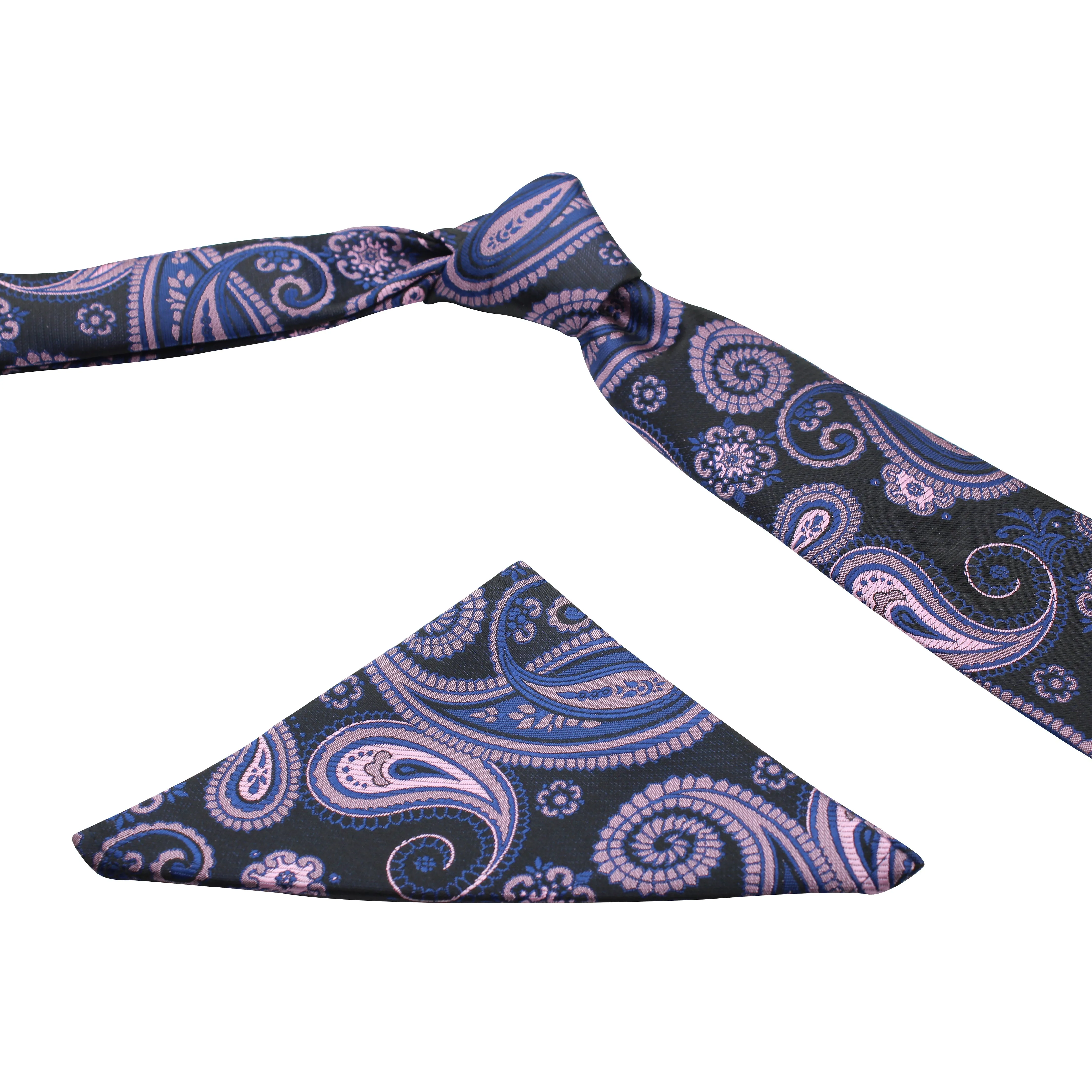 Kovove The Black Treat Paisley Necktie and Pocket Square Gift Box