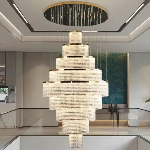 Long Led Handing Crystal Modern Circle Ring Chandelier