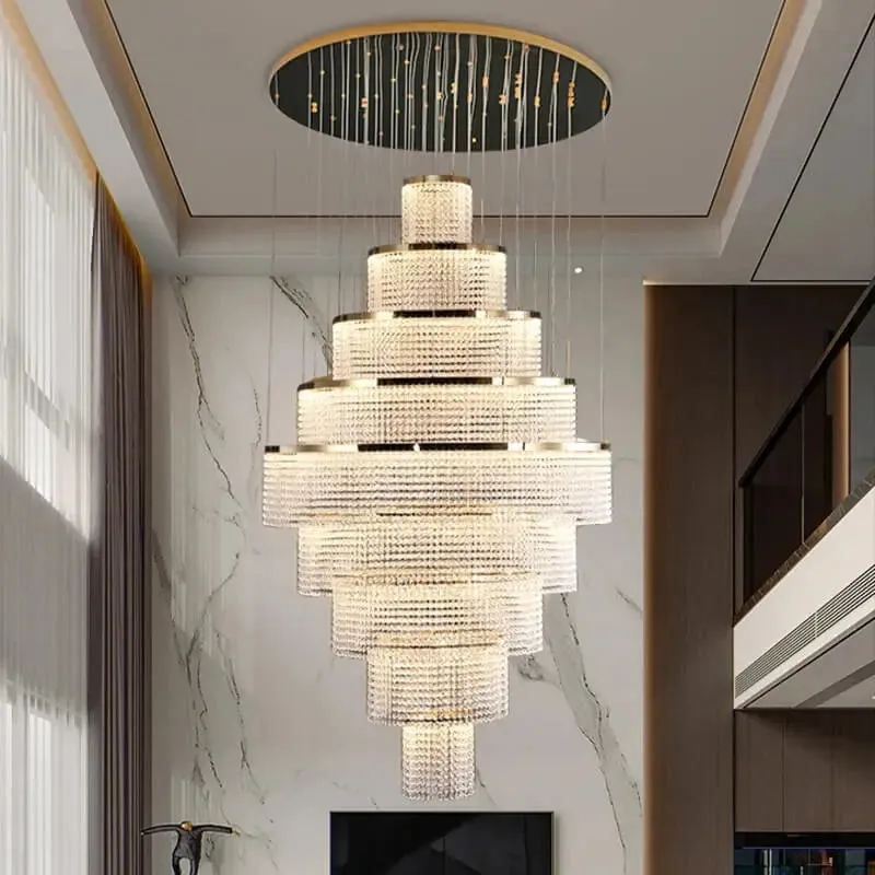 Long Led Handing Crystal Modern Circle Ring Chandelier