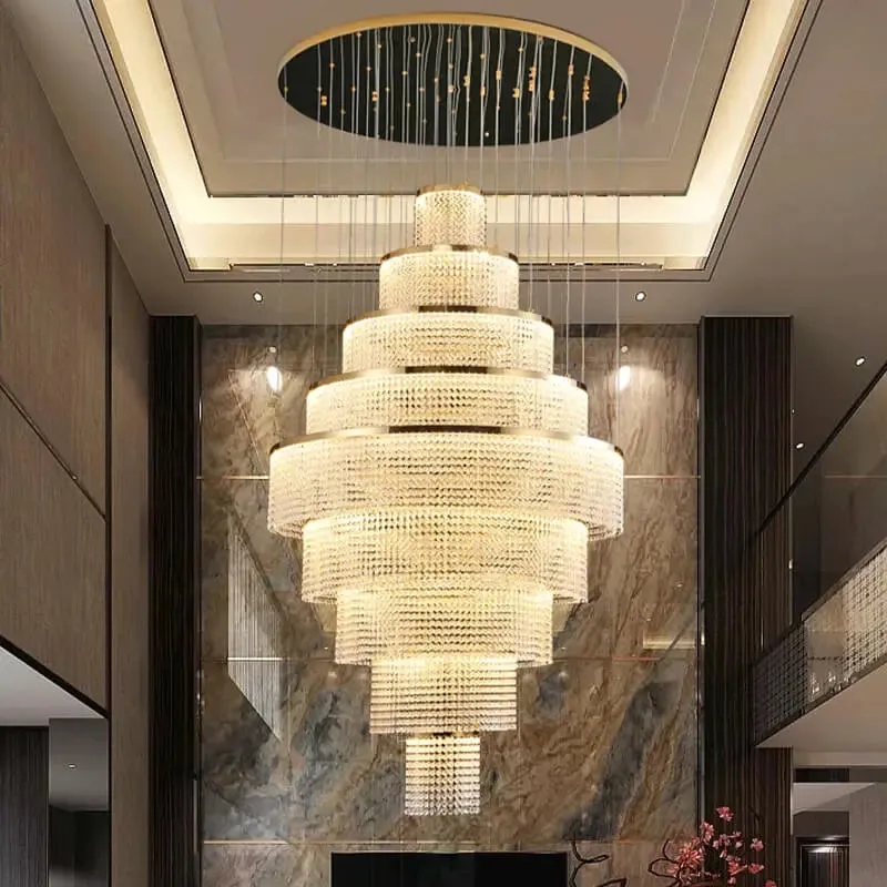 Long Led Handing Crystal Modern Circle Ring Chandelier
