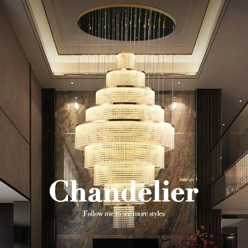 Long Led Handing Crystal Modern Circle Ring Chandelier