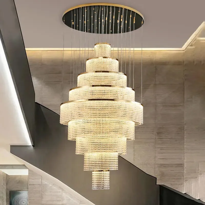 Long Led Handing Crystal Modern Circle Ring Chandelier