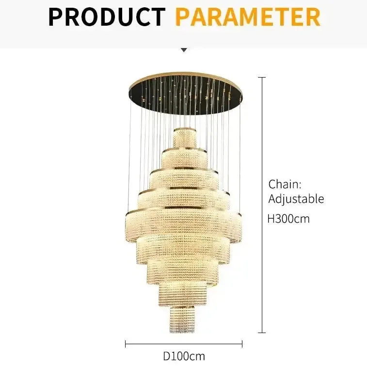 Long Led Handing Crystal Modern Circle Ring Chandelier