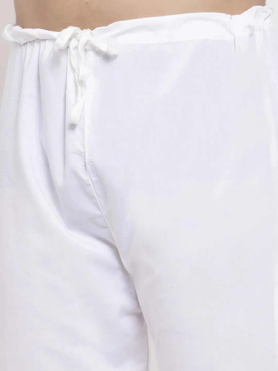 Men Mustard Yellow & White Jacquard Kurta With Churidar