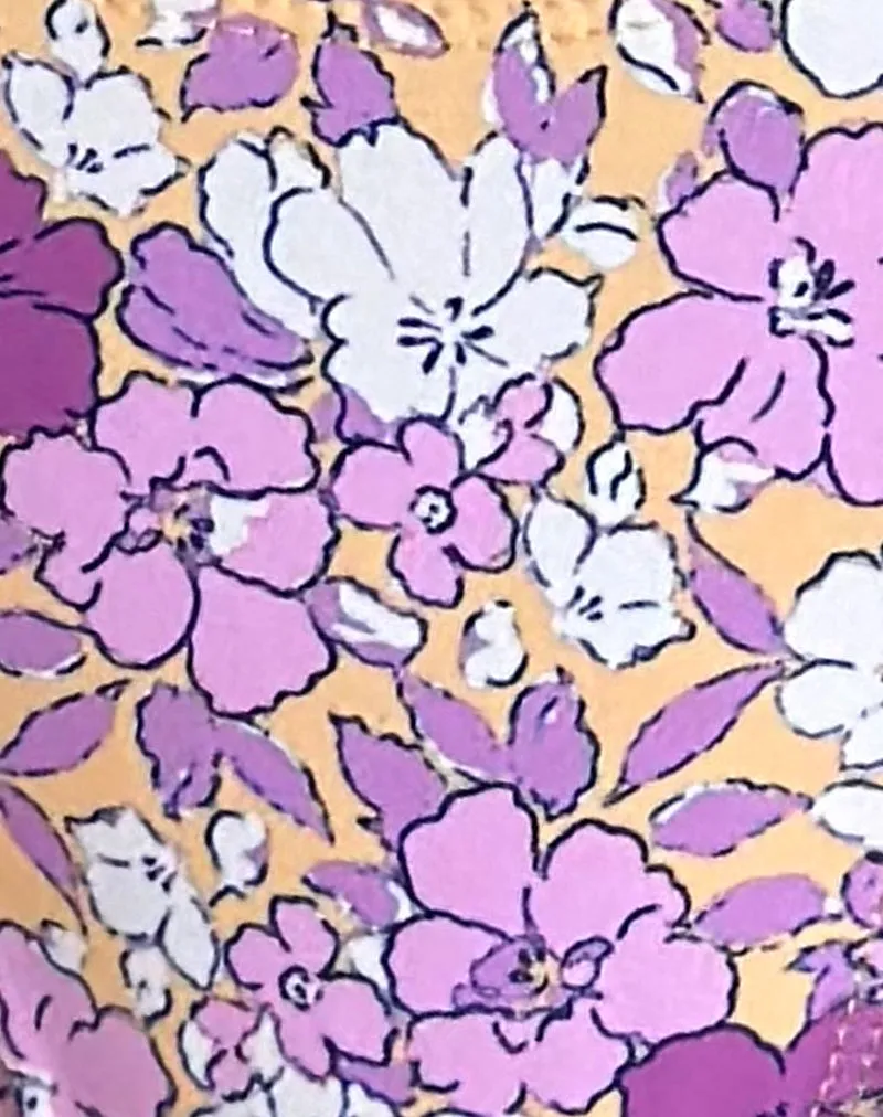 Pali Bikini Top in Bright Floral Orange and Purple