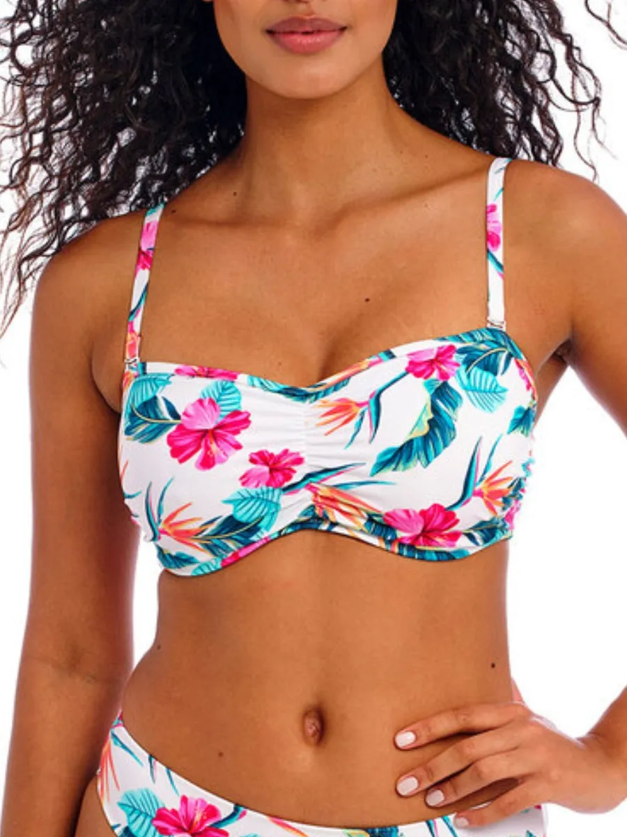 Palm Paradise Bandeau Bikini Top - White