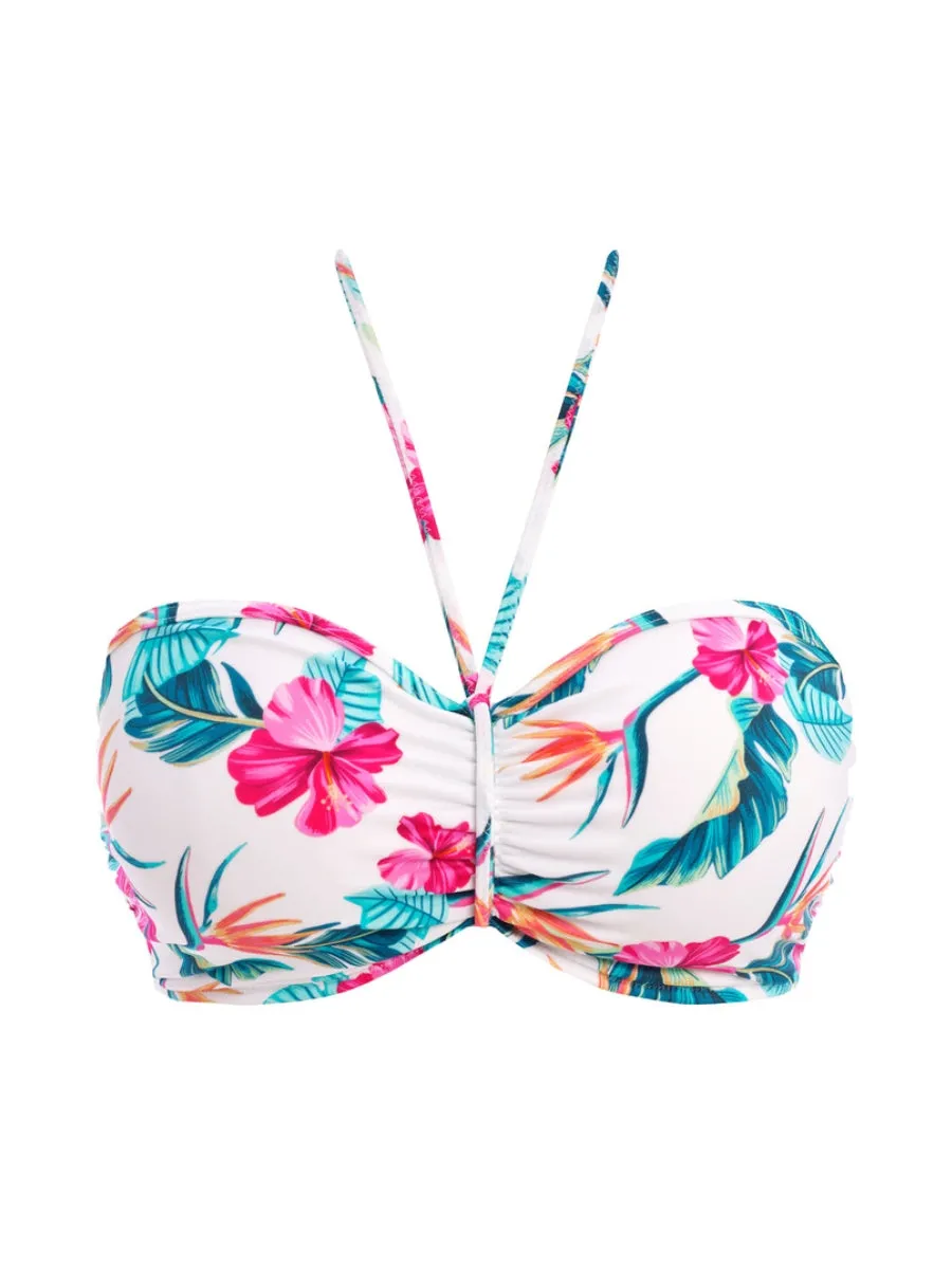 Palm Paradise Bandeau Bikini Top - White