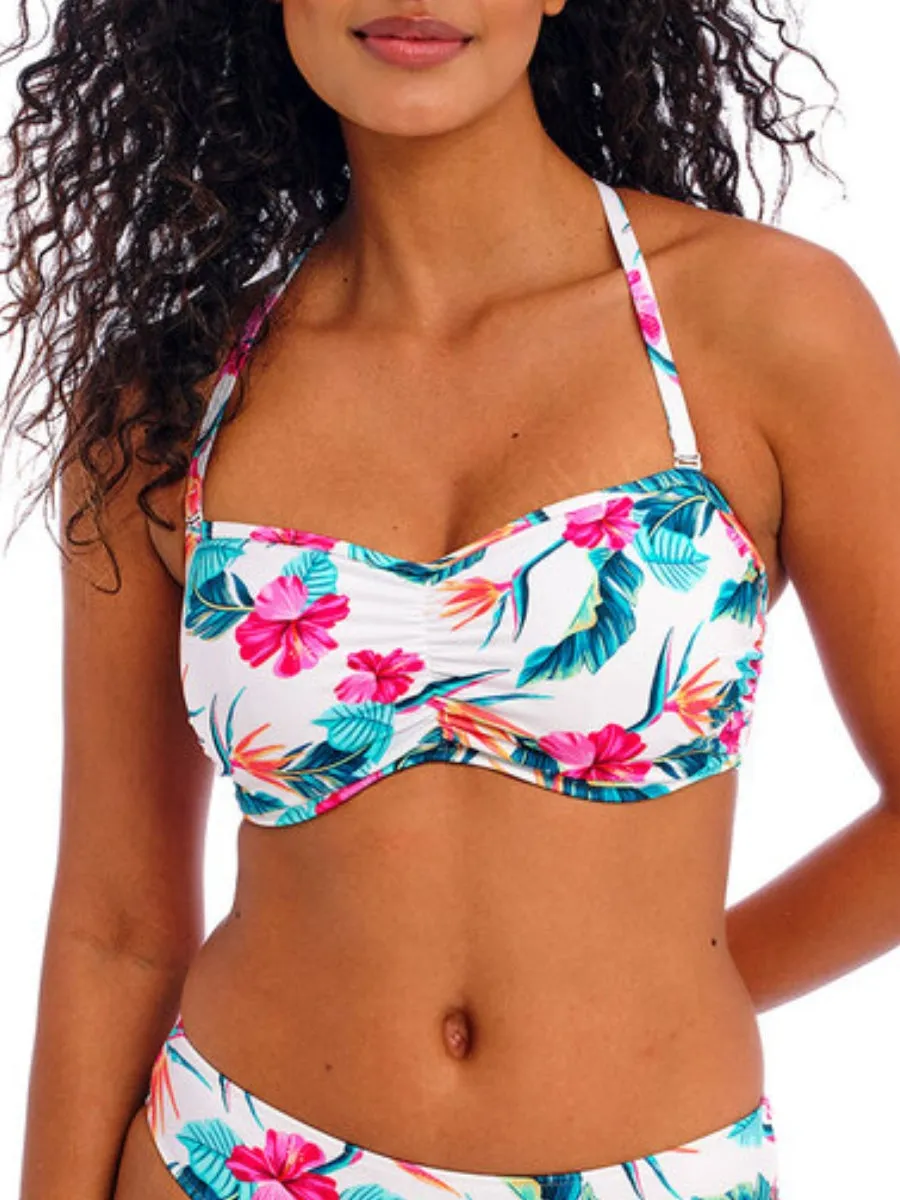 Palm Paradise Bandeau Bikini Top - White