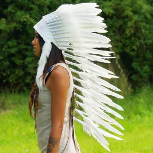 Pure White Indian Headdress - 90cm