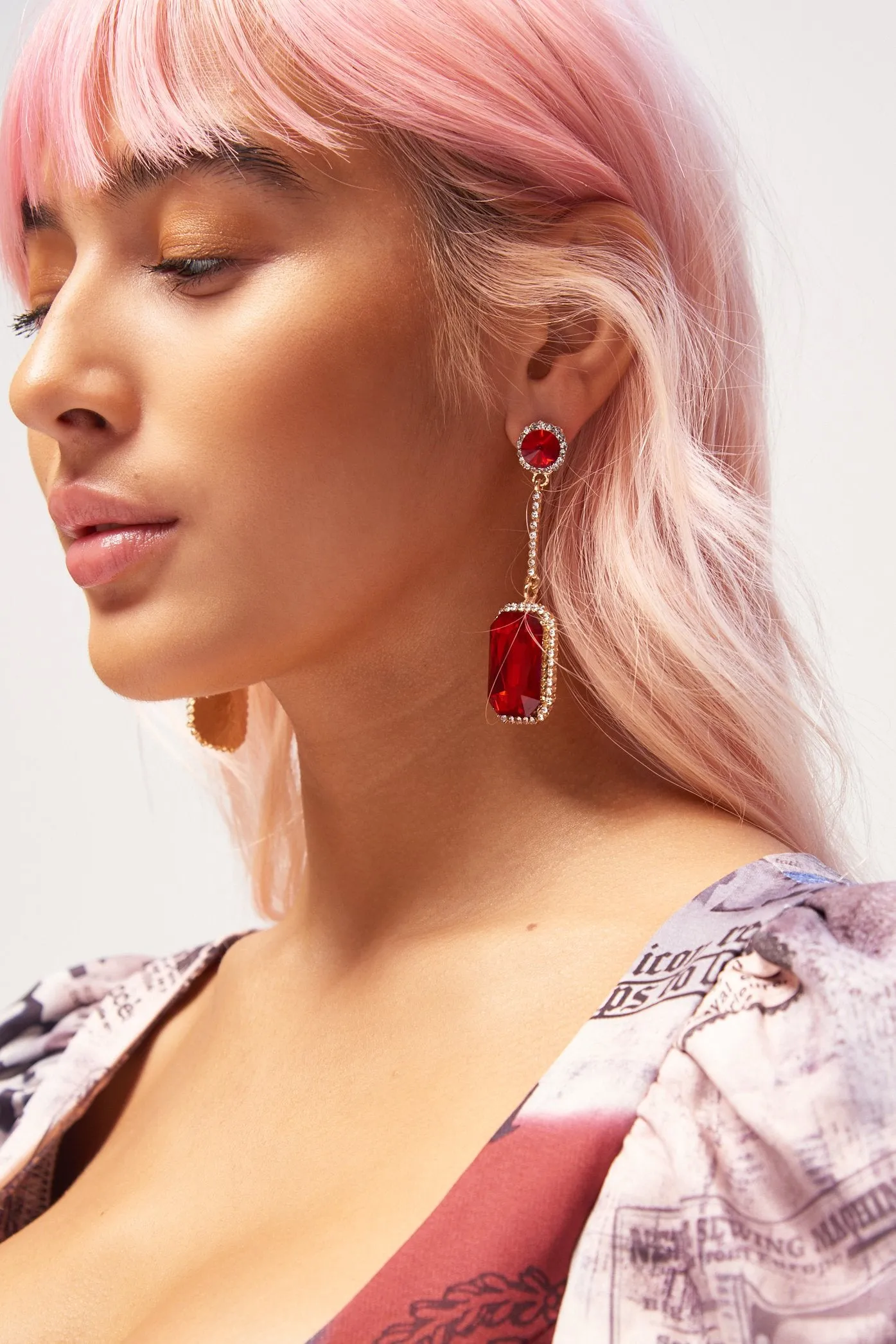 Red Gem Drop Earrings