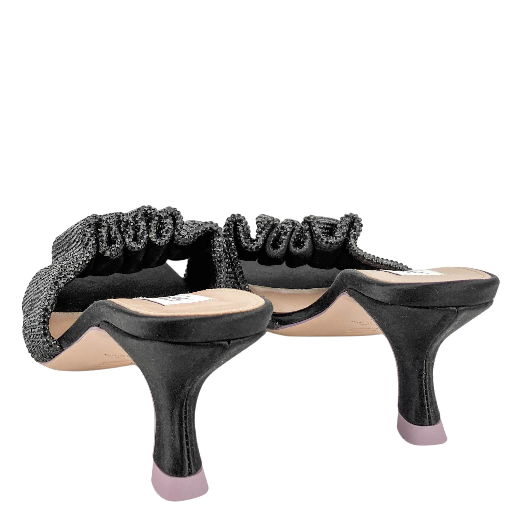 Sebastian Cher Crystal Mules in Black
