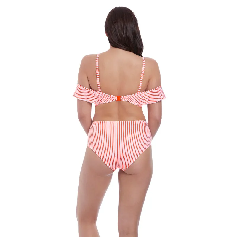 Totally Stripe Flame Red Bardot Bikini Top - Freya Swim