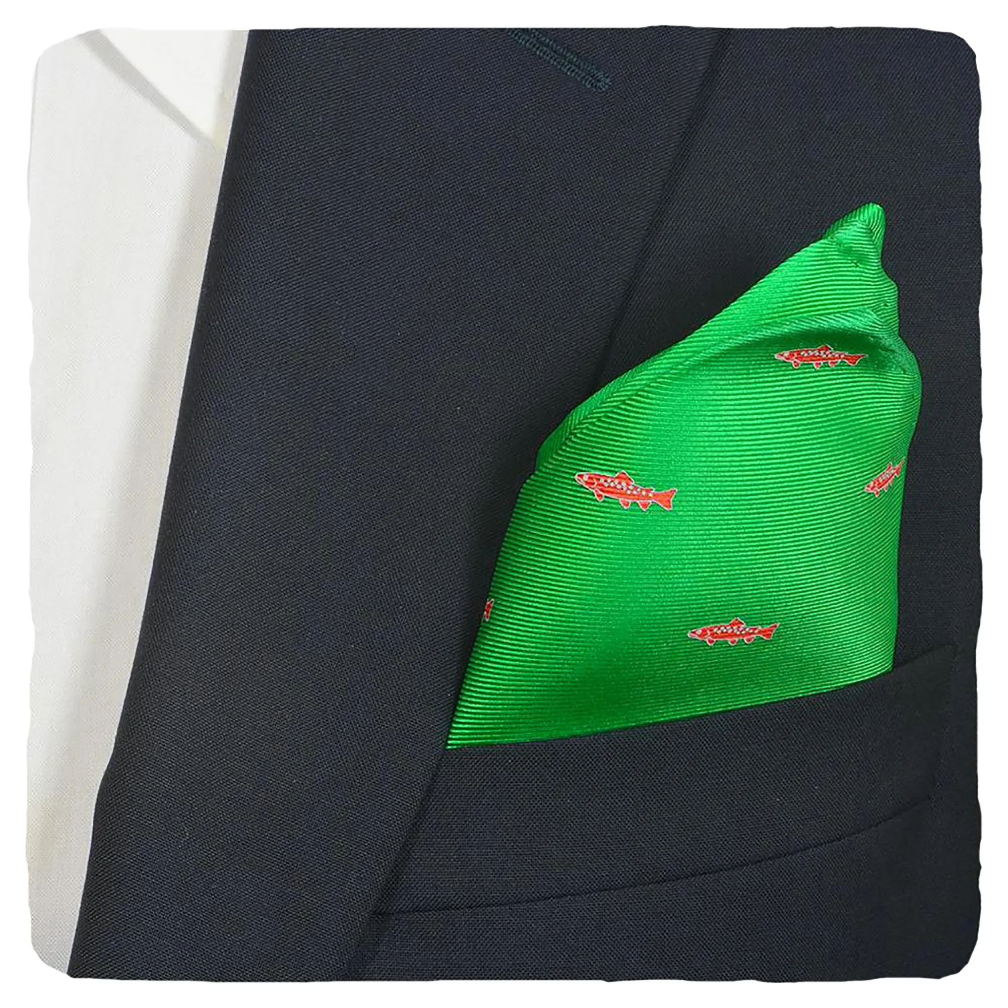 Trout Pocket Square - Bright Green