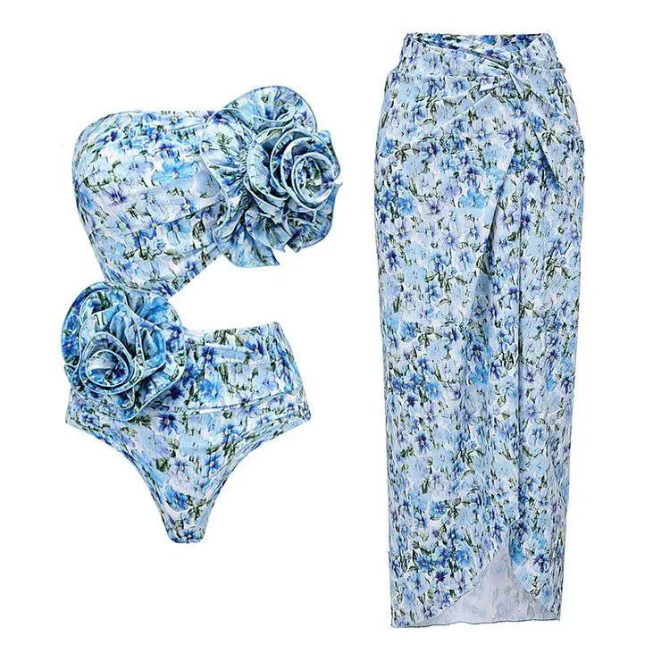 Virginia Spaghetti Strap Floral Cut Out Swimwear Set