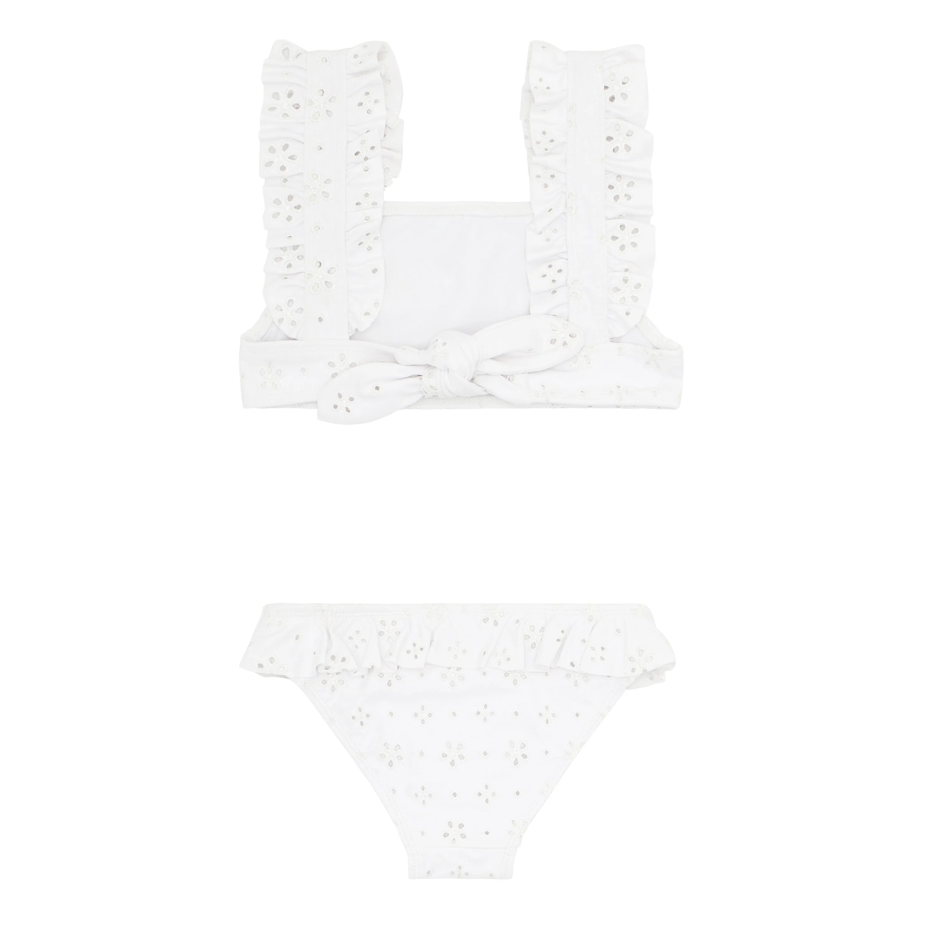 White Eyelet Ruffle Bikini