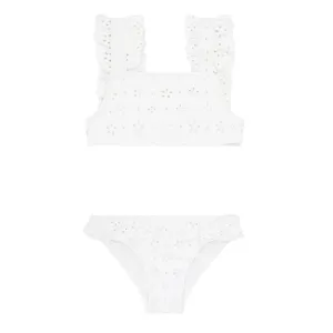 White Eyelet Ruffle Bikini