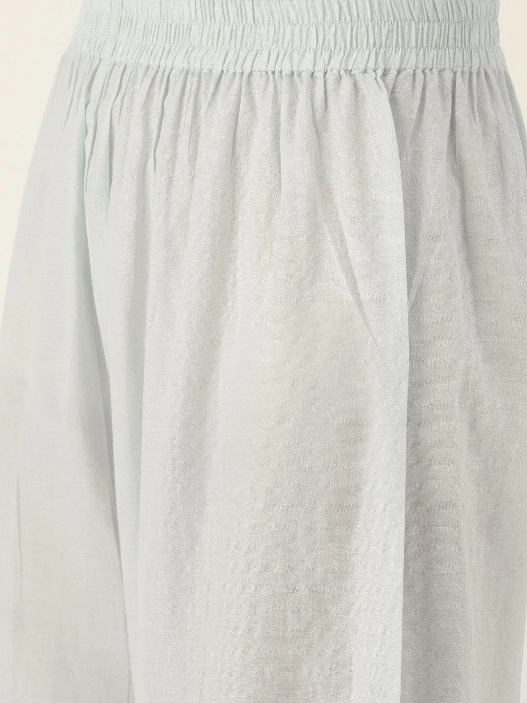 Women Blue Three-Quarter Sleeves Straight Kurta With Palazzo Set